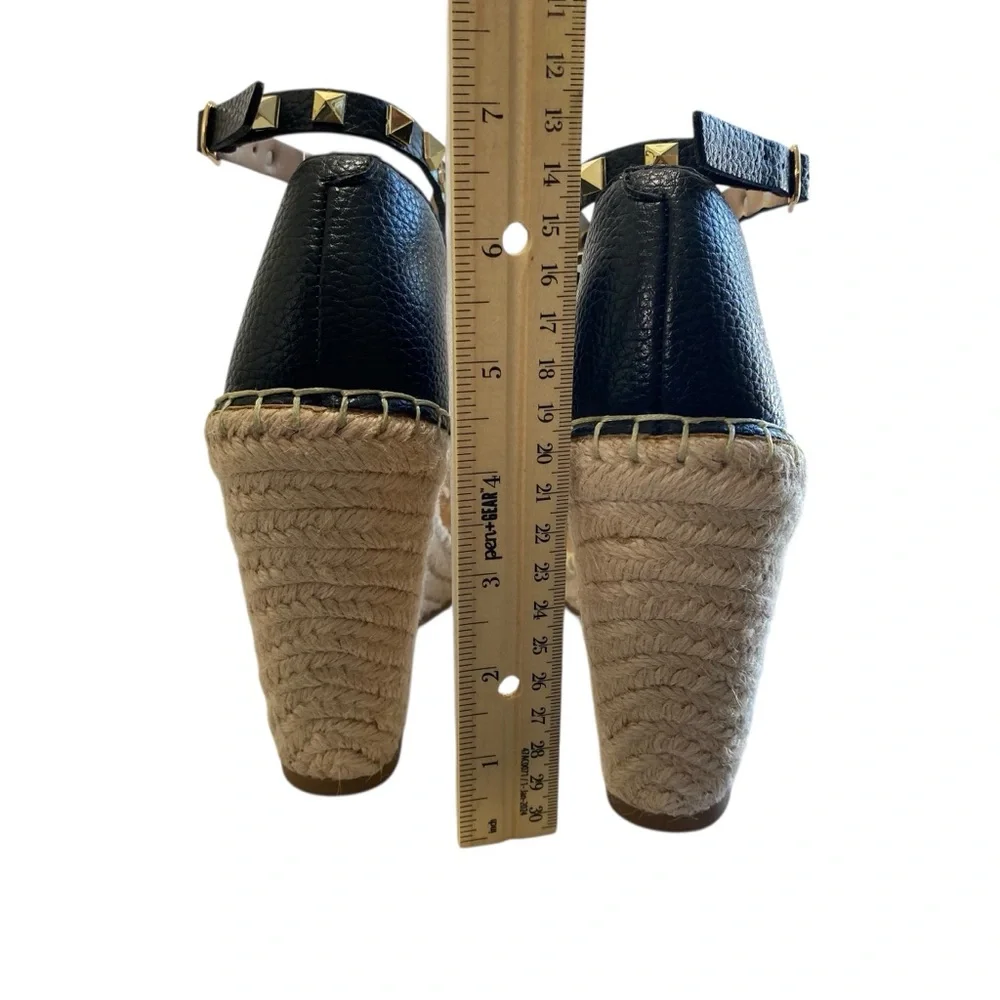 Steven New‎ York Espadrilles Yute Kinlee Wedges Sandals 8.5 Black Tan Nautical